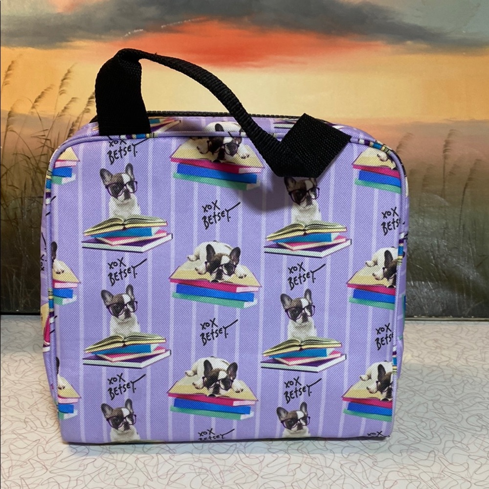 Betsey Johnson Lavender French Bulldog Print Handbag